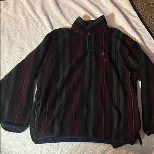 Izod Black, Red and Green Fleece Pull-Over Jacket